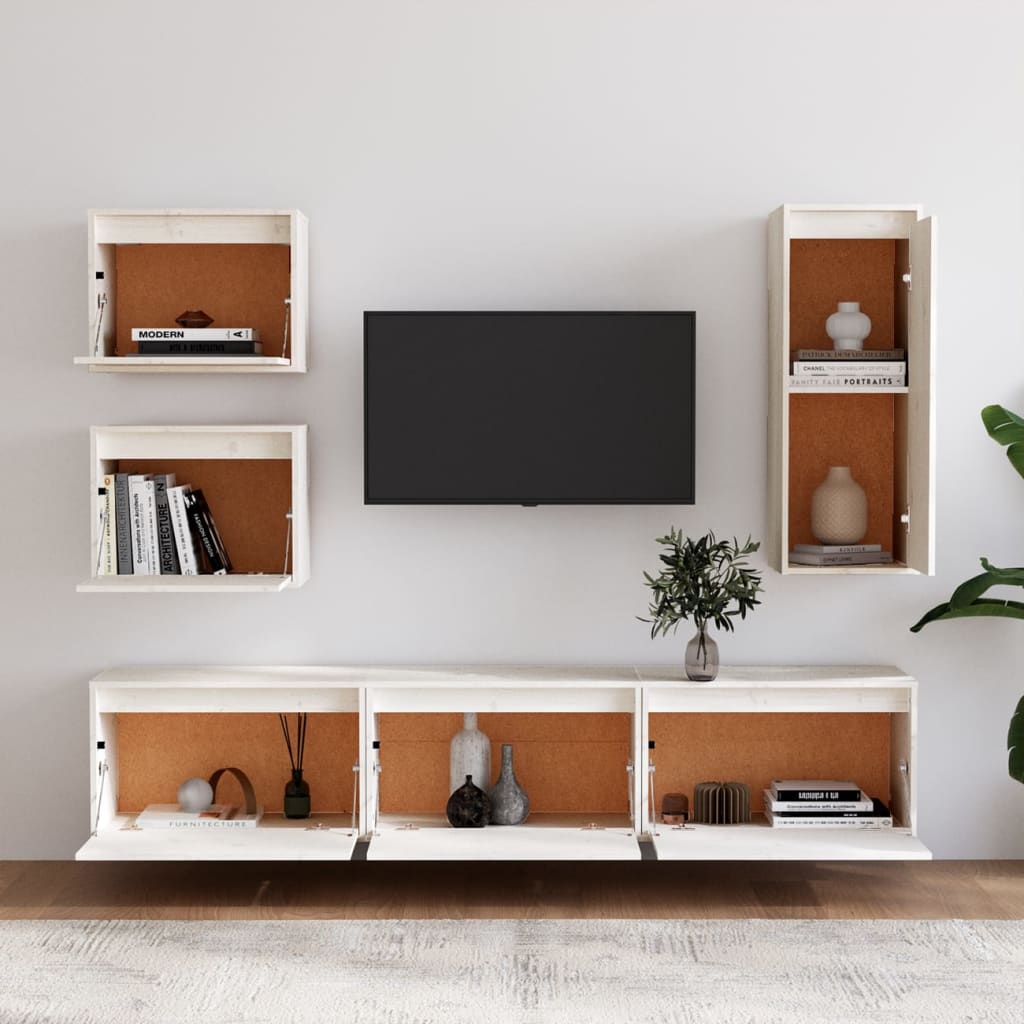 vidaXL Muebles para TV 6 piezas madera maciza de pino blanco