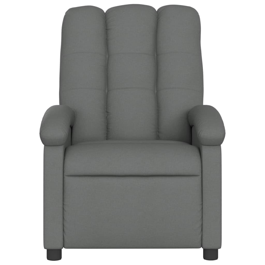 vidaXL Sillón de masaje reclinable de tela gris oscuro