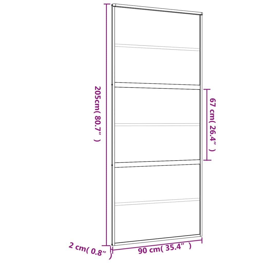 vidaXL Puerta corredera dorada vidrio ESG esmerilado aluminio 90x205cm