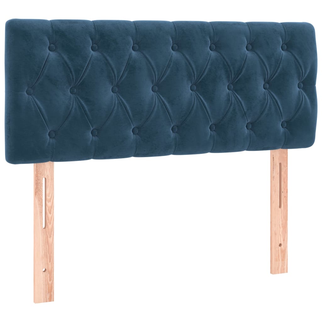 vidaXL Cama box spring colchón y LED terciopelo azul oscuro 100x200 cm