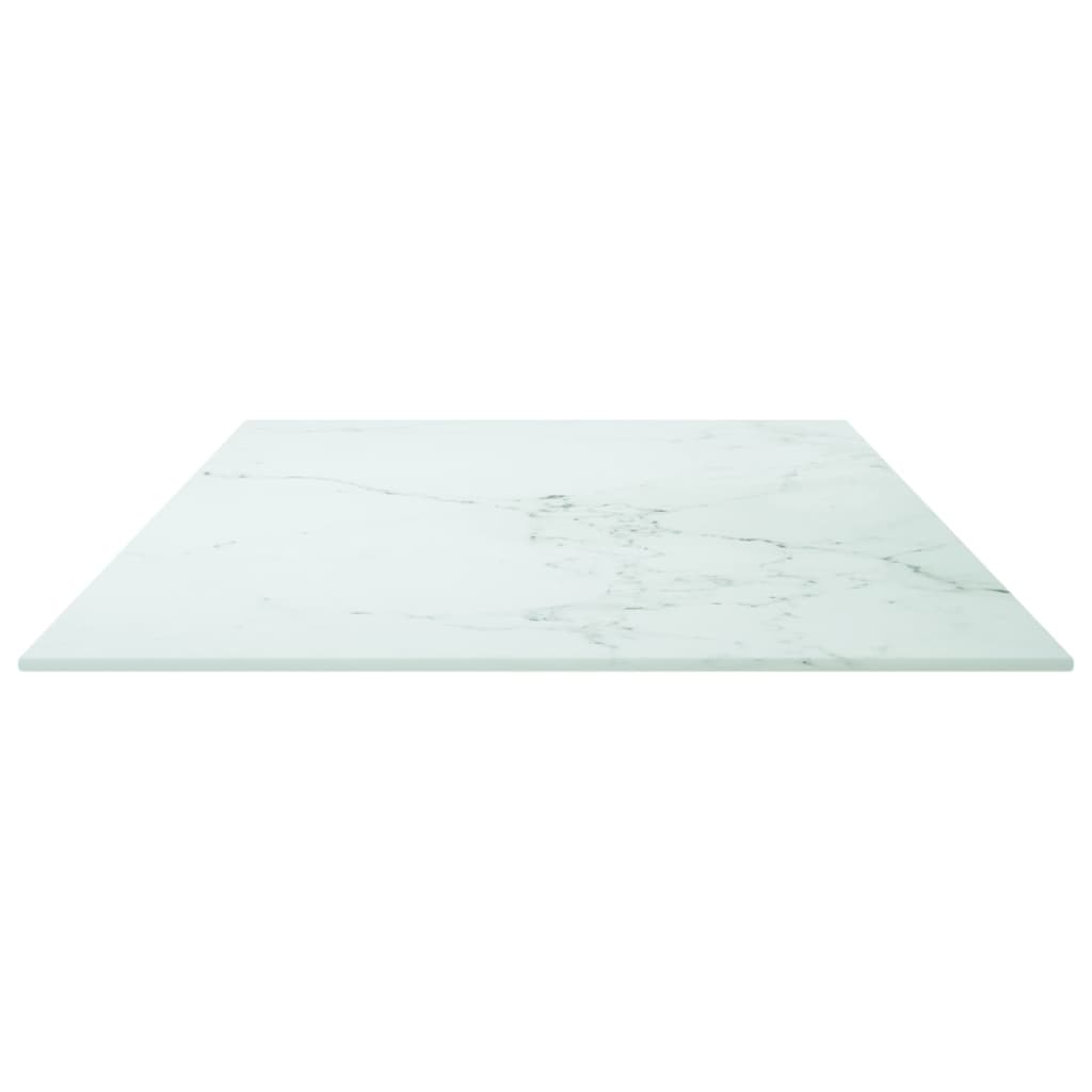 vidaXL Tablero mesa diseño mármol vidrio templado blanco 100x50 cm 6mm