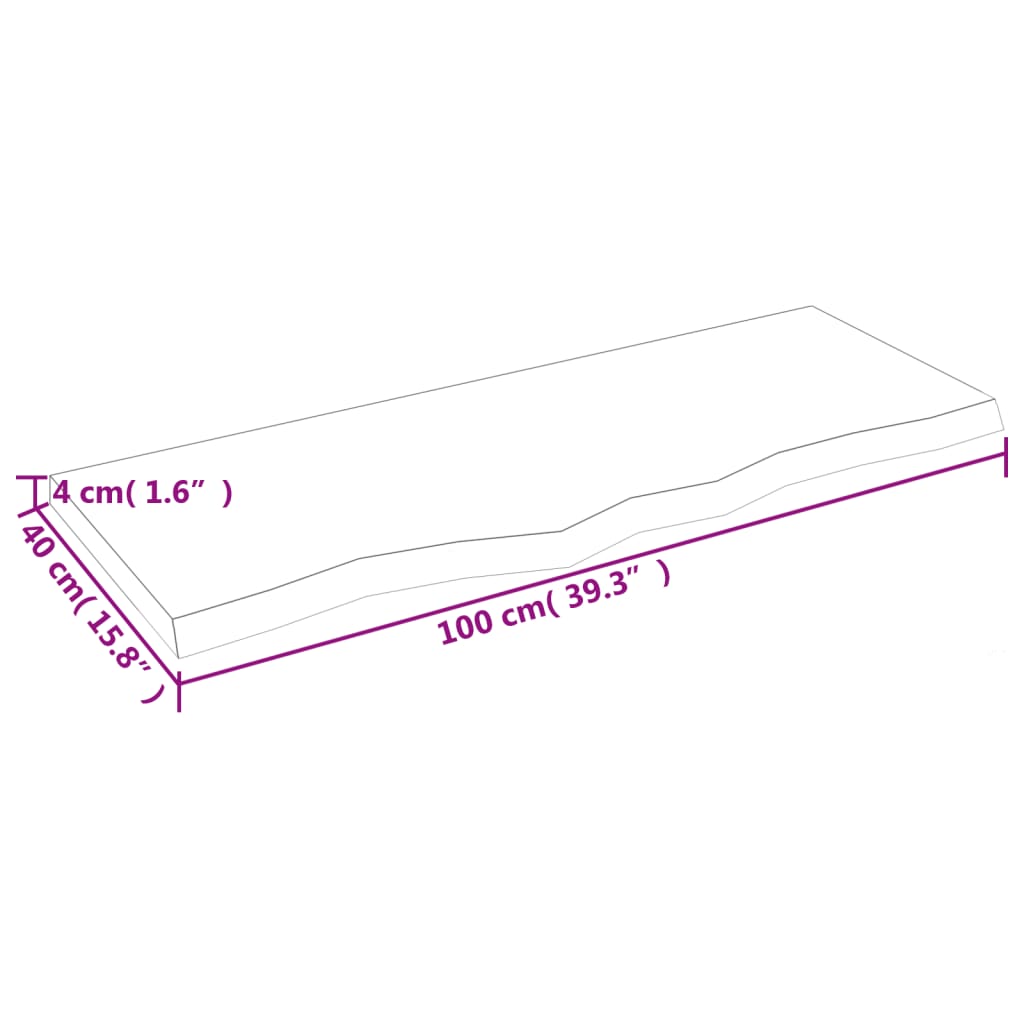 vidaXL Tablero de mesa madera maciza roble sin tratar 100x40x(2-4) cm