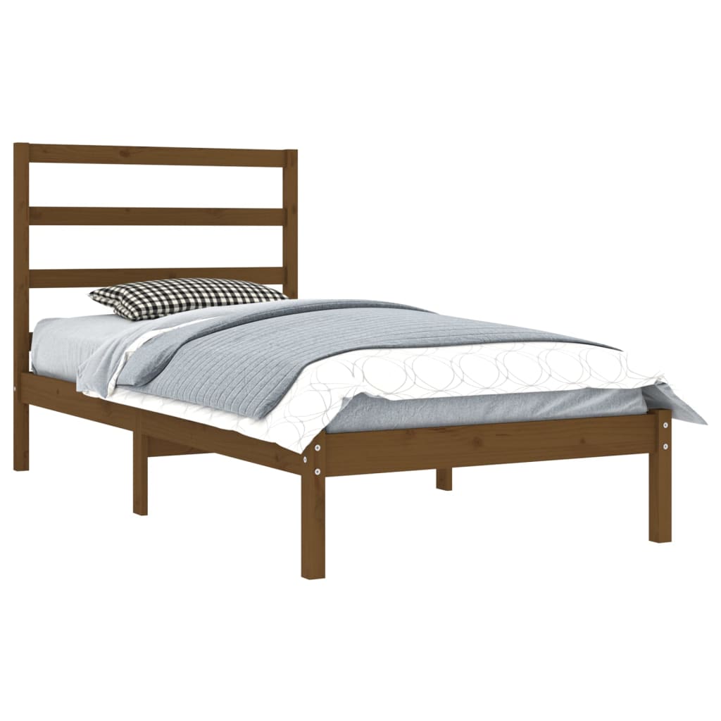 vidaXL Estructura de cama madera maciza pino marrón miel 100x200 cm