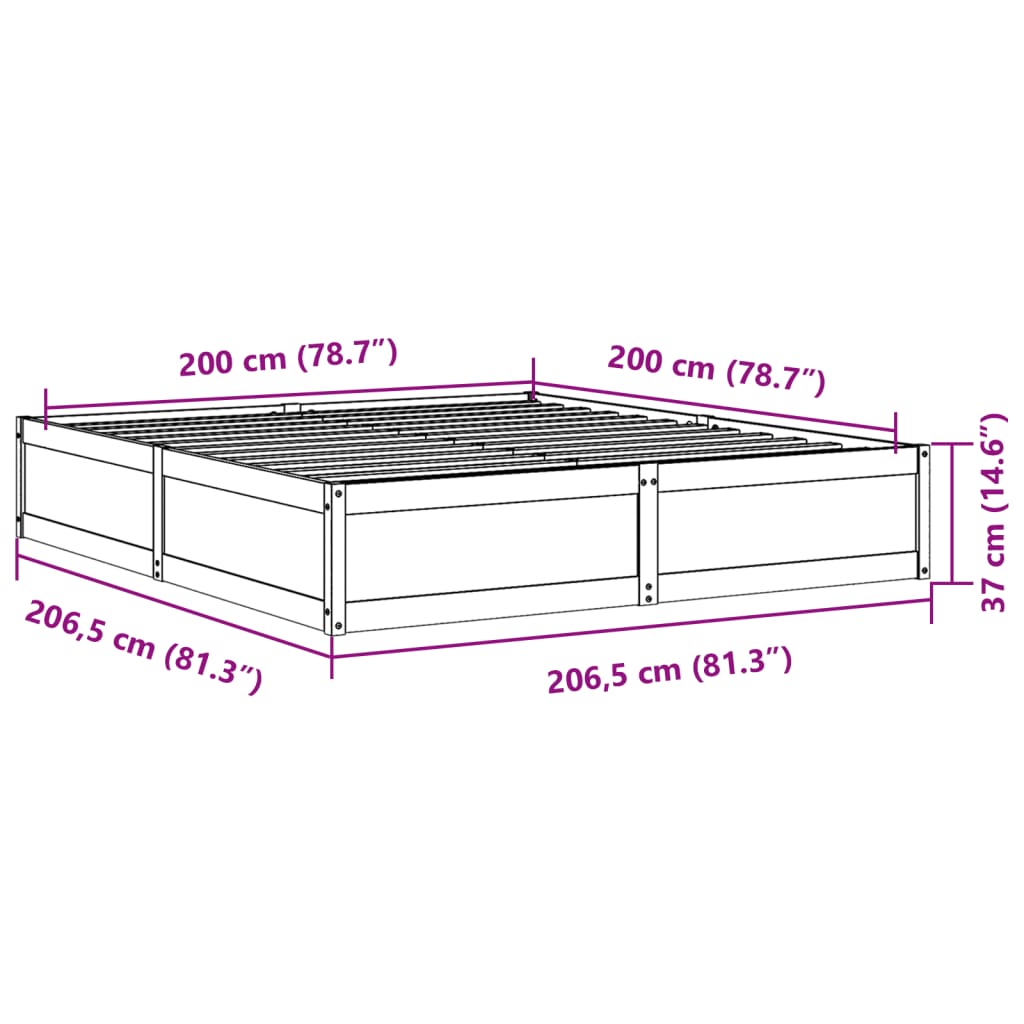 vidaXL Estructura de cama sin colchón madera maciza de pino 200x200 cm