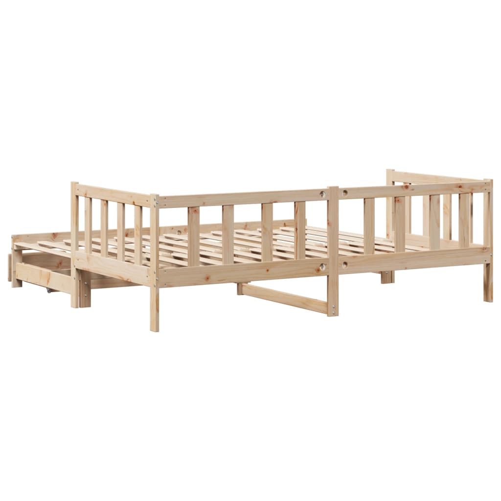 vidaXL Sofá cama nido con cajones madera maciza de pino 90x190 cm