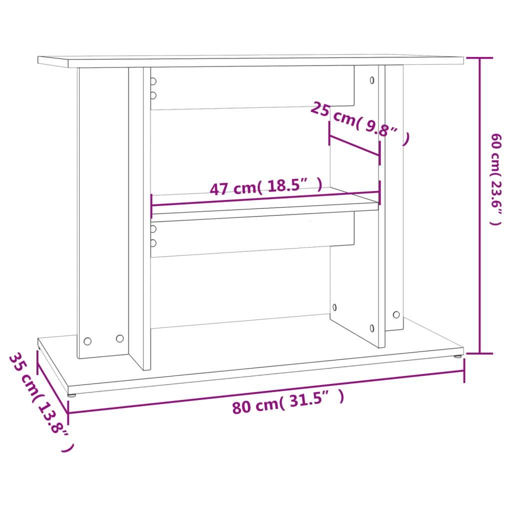 vidaXL Soporte para acuario madera ingeniería gris Sonoma 80x35x60 cm