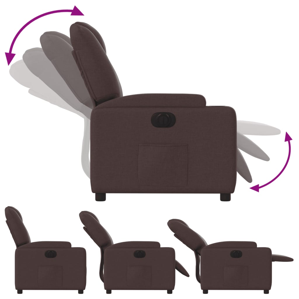 vidaXL Sillón reclinable eléctrico tela marrón oscuro