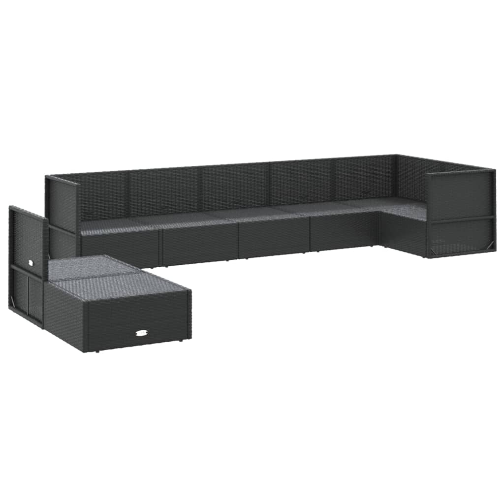 vidaXL Set de muebles de jardín 8 pzas y cojines ratán sintético negro