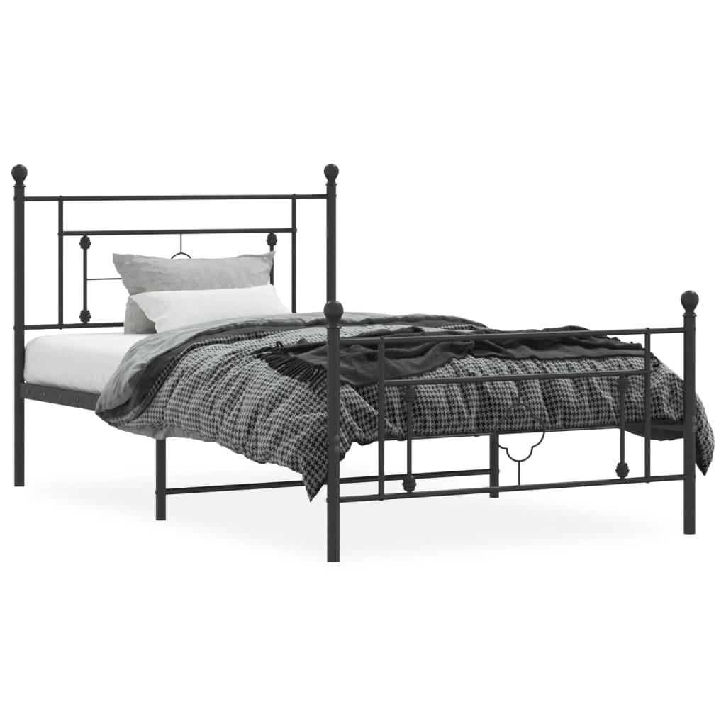 vidaXL Estructura cama sin colchón con estribo metal negro 107x203 cm