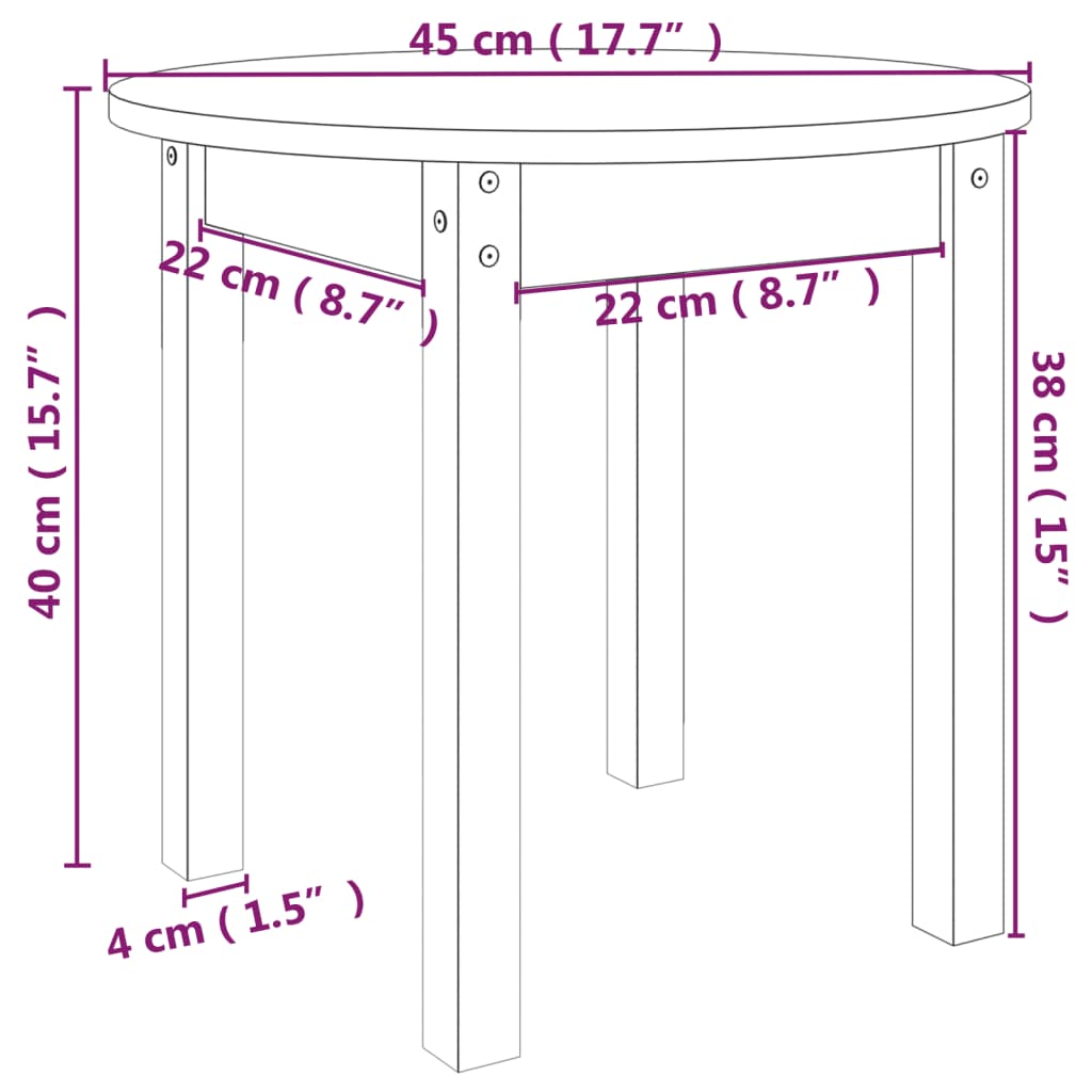 vidaXL Mesa de centro de madera maciza de pino gris Ø 45x40 cm