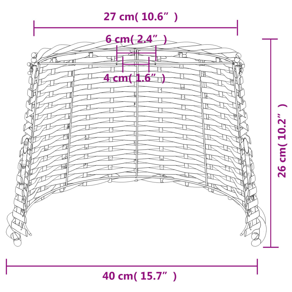 vidaXL Pantalla para lámpara de techo mimbre blanco Ø40x26 cm