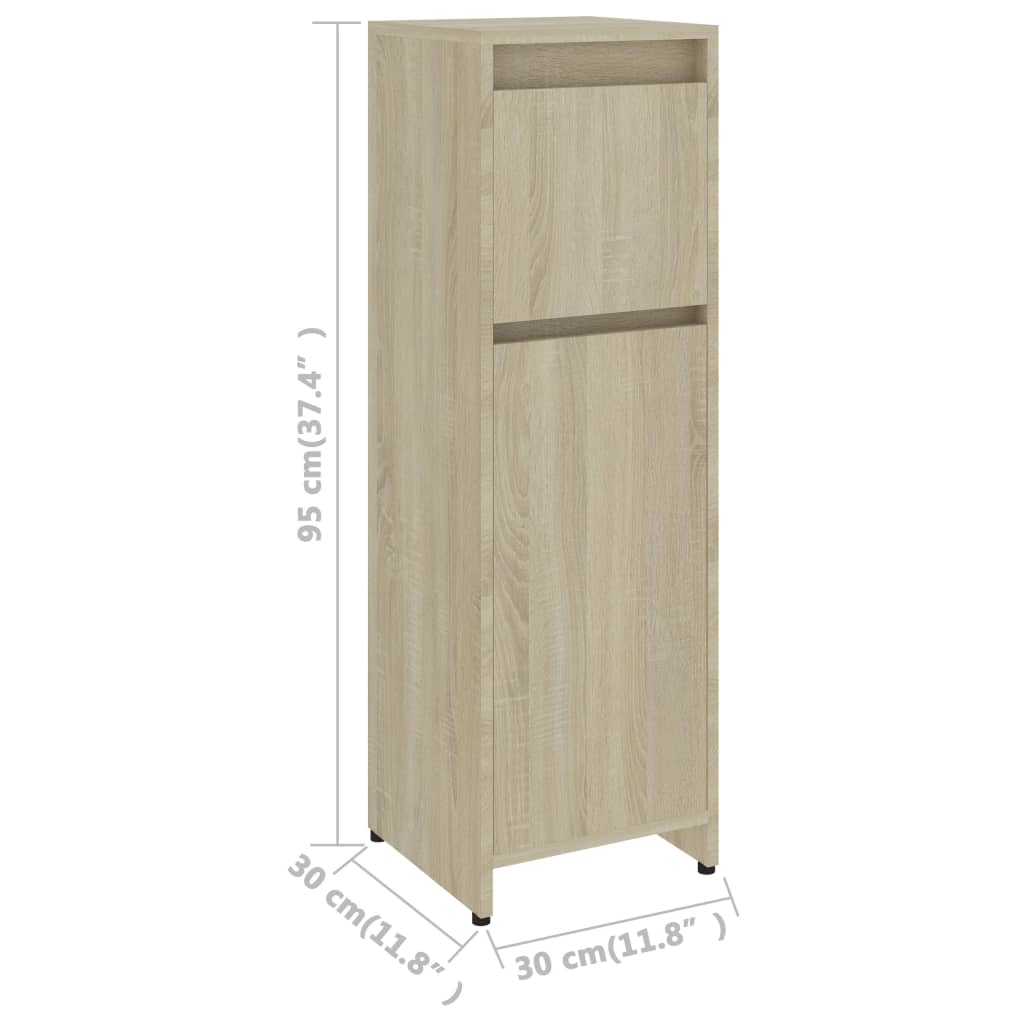 vidaXL Juego de muebles de baño 4 pzas madera ingeniería roble Sonoma