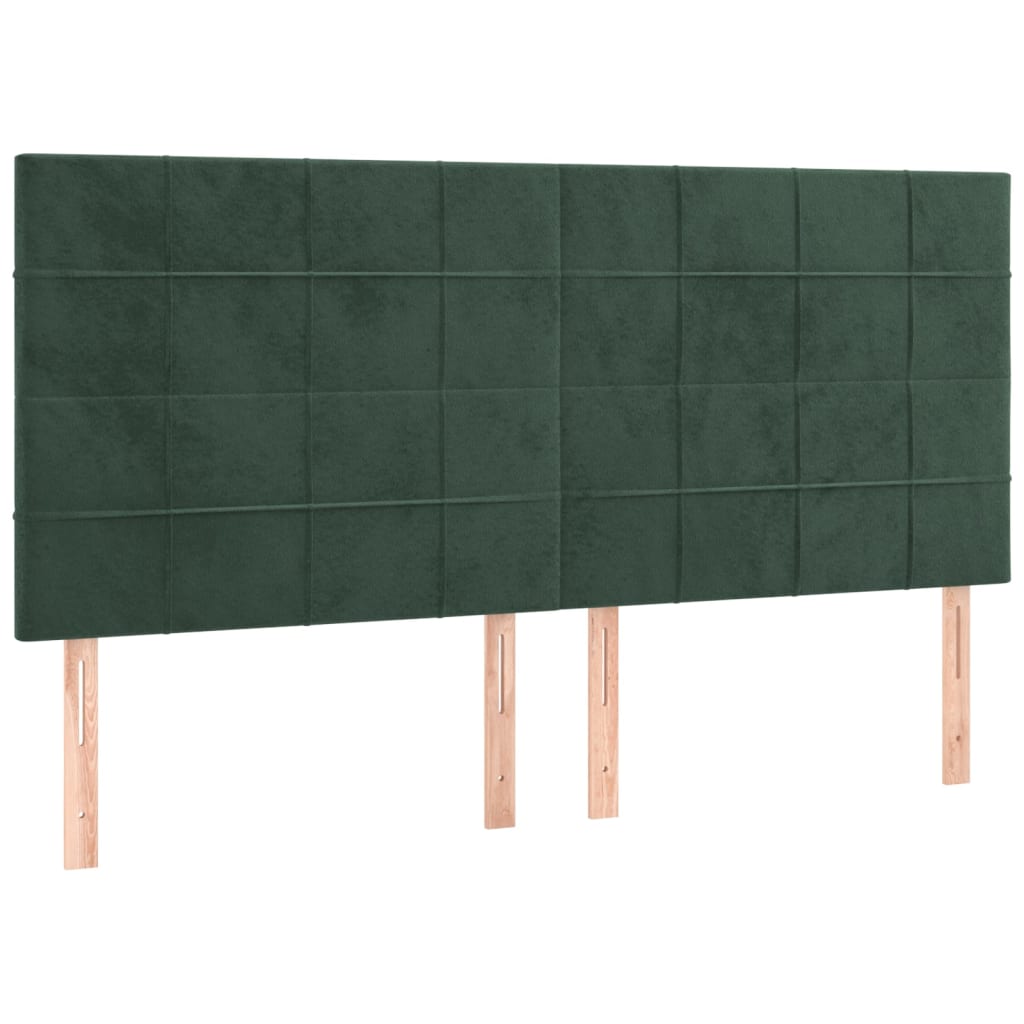 vidaXL Cama box spring con colchón terciopelo verde oscuro 200x200 cm