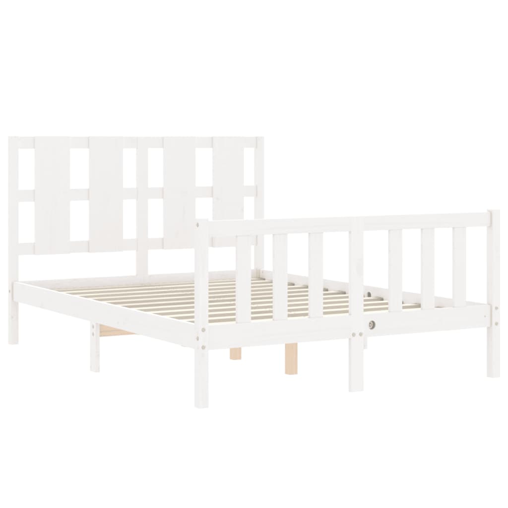 vidaXL Estructura de cama con cabecero madera maciza blanco 140x190 cm