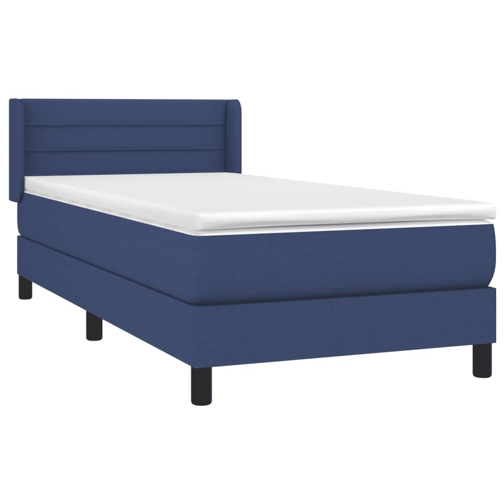 vidaXL Cama box spring con colchón tela azul 80x200 cm