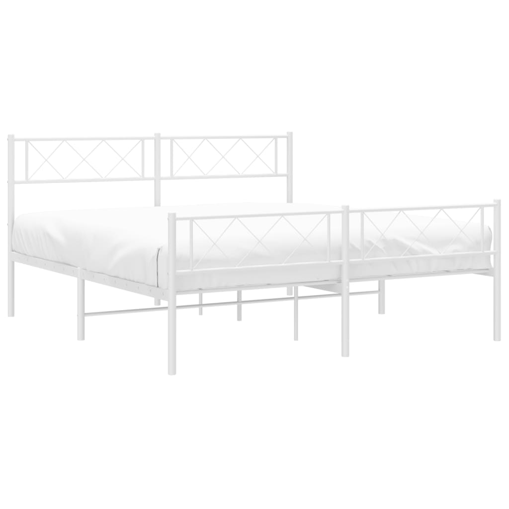 vidaXL Estructura cama sin colchón con estribo metal blanco 150x200 cm