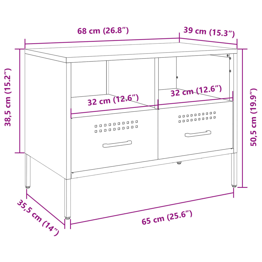 vidaXL Mueble para TV acero amarillo mostaza 68x39x50,5 cm