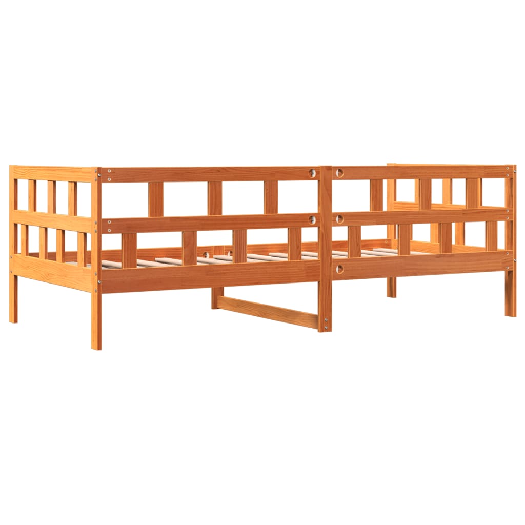 vidaXL Sofá cama de madera maciza de pino marrón cera 80x200 cm