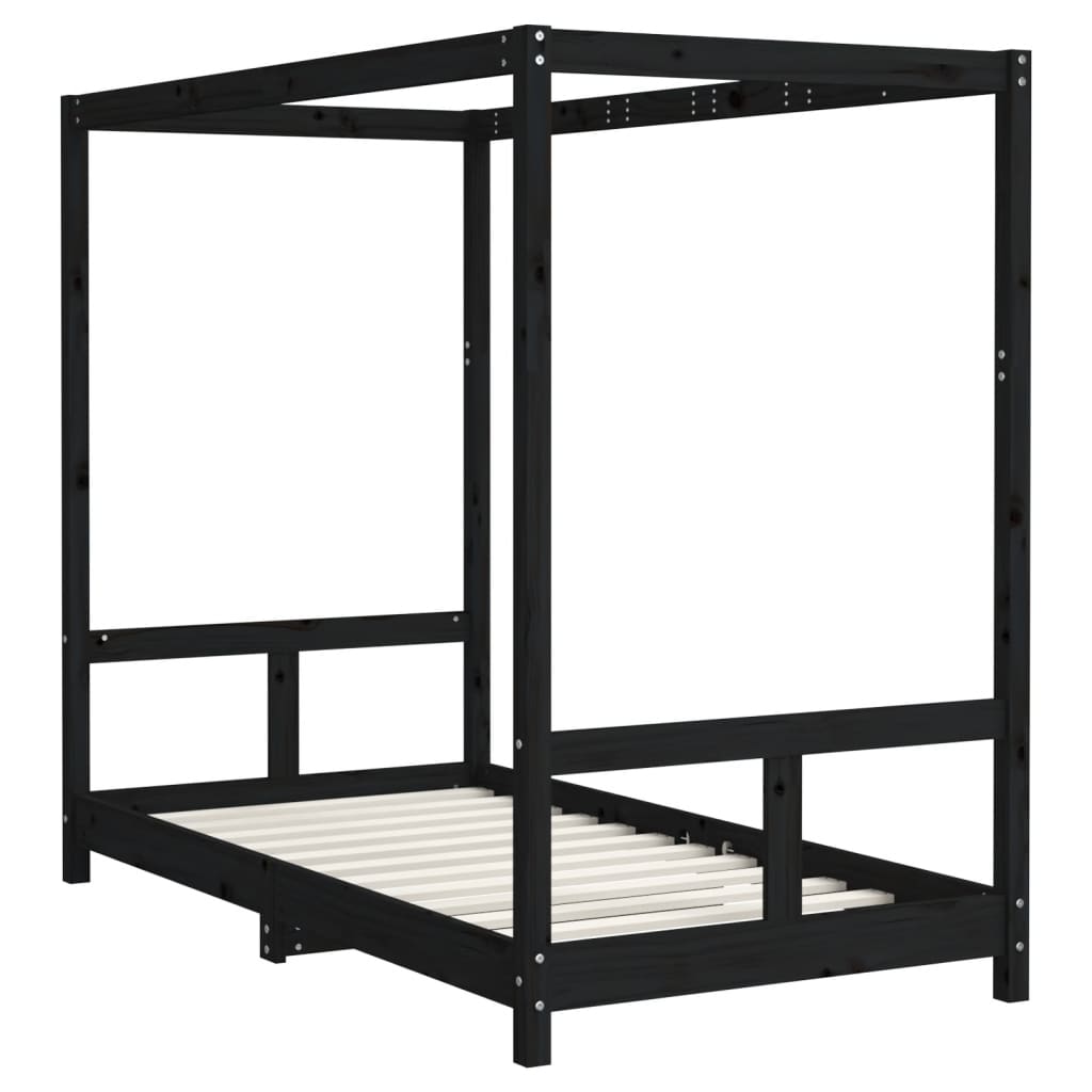 vidaXL Estructura de cama para niños madera de pino negro 80x160 cm