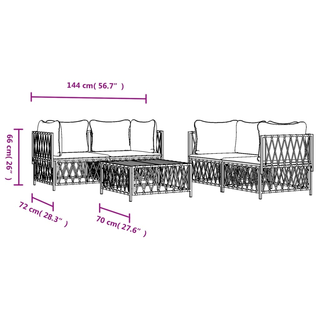 vidaXL Juego muebles de jardín 5 pzas y cojines acero gris antracita