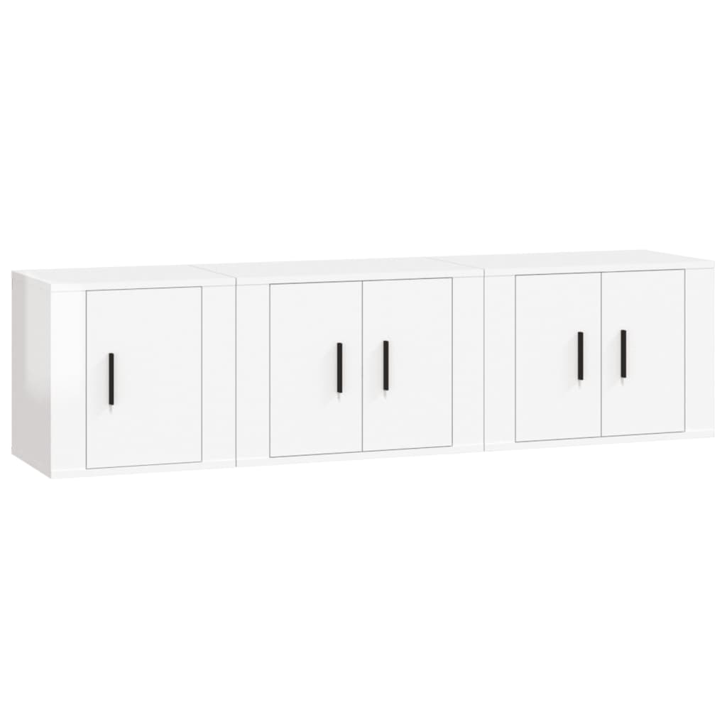 vidaXL Set de muebles de TV 3 pzas madera contrachapada blanco brillo