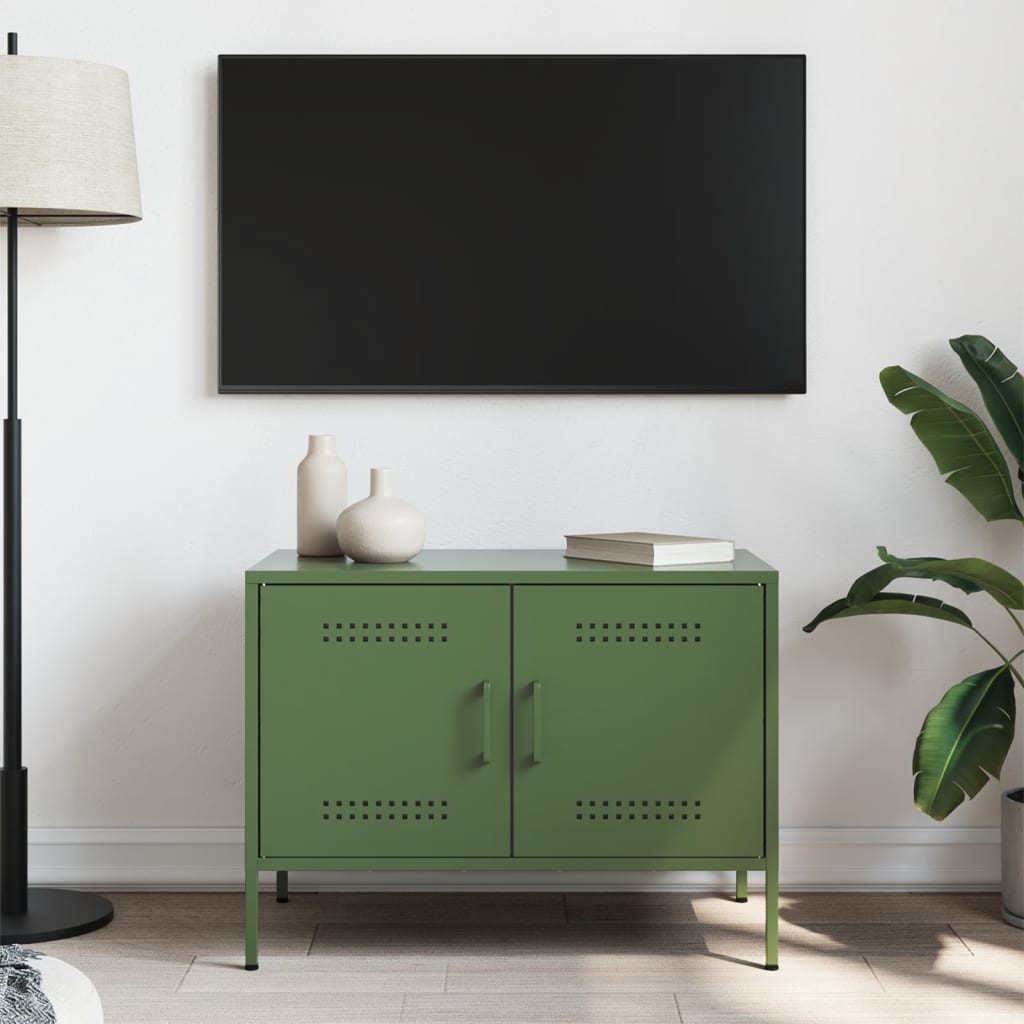 vidaXL Mueble de TV de acero verde oliva 68x39x50,5 cm