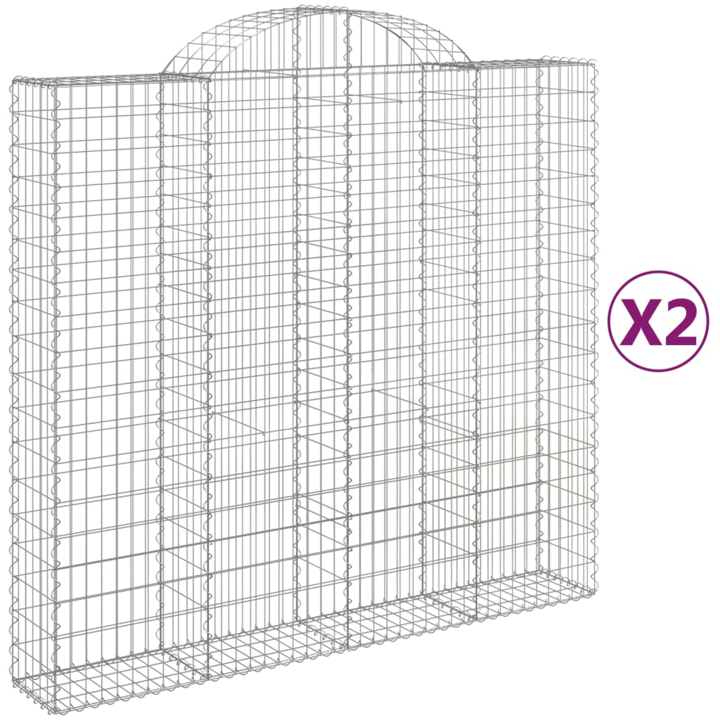 vidaXL Cestas de gaviones 2 uds forma de arco hierro 200x50x180/200 cm