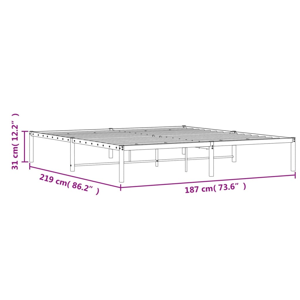 vidaXL Estructura de cama de metal negro 183x213 cm