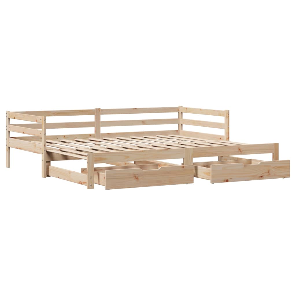 vidaXL Sofá cama nido con cajones madera maciza pino blanca 80x200 cm