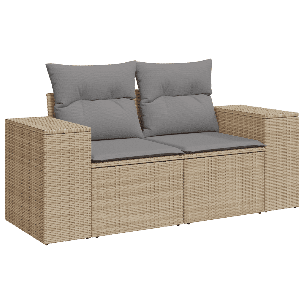 vidaXL Set sofás de jardín con cojines 13 pzas ratán sintético beige