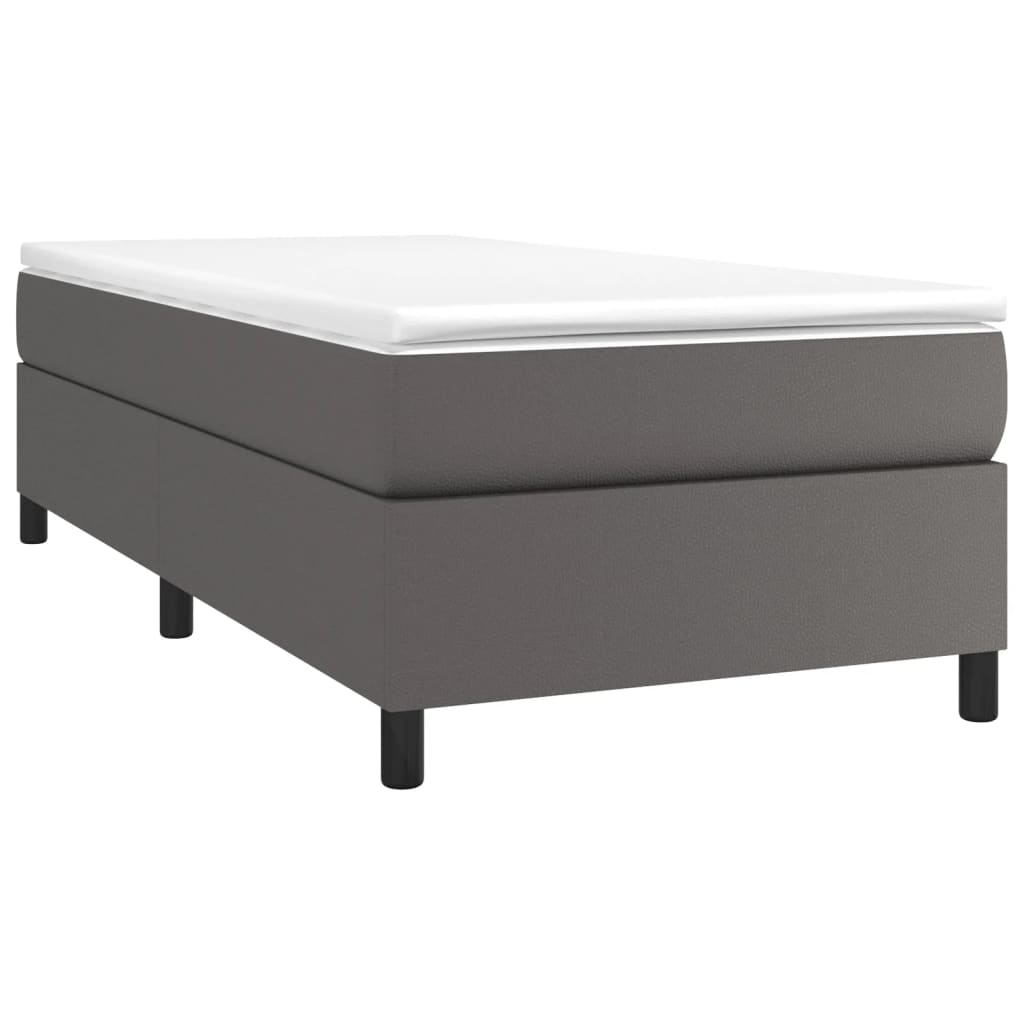 vidaXL Estructura de cama de cuero sintético gris 90x200 cm