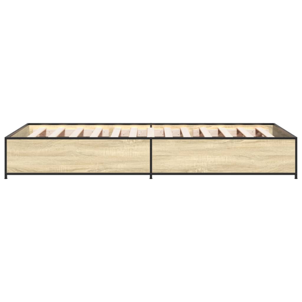 vidaXL Estructura cama madera ingeniería metal roble Sonoma 75x190 cm