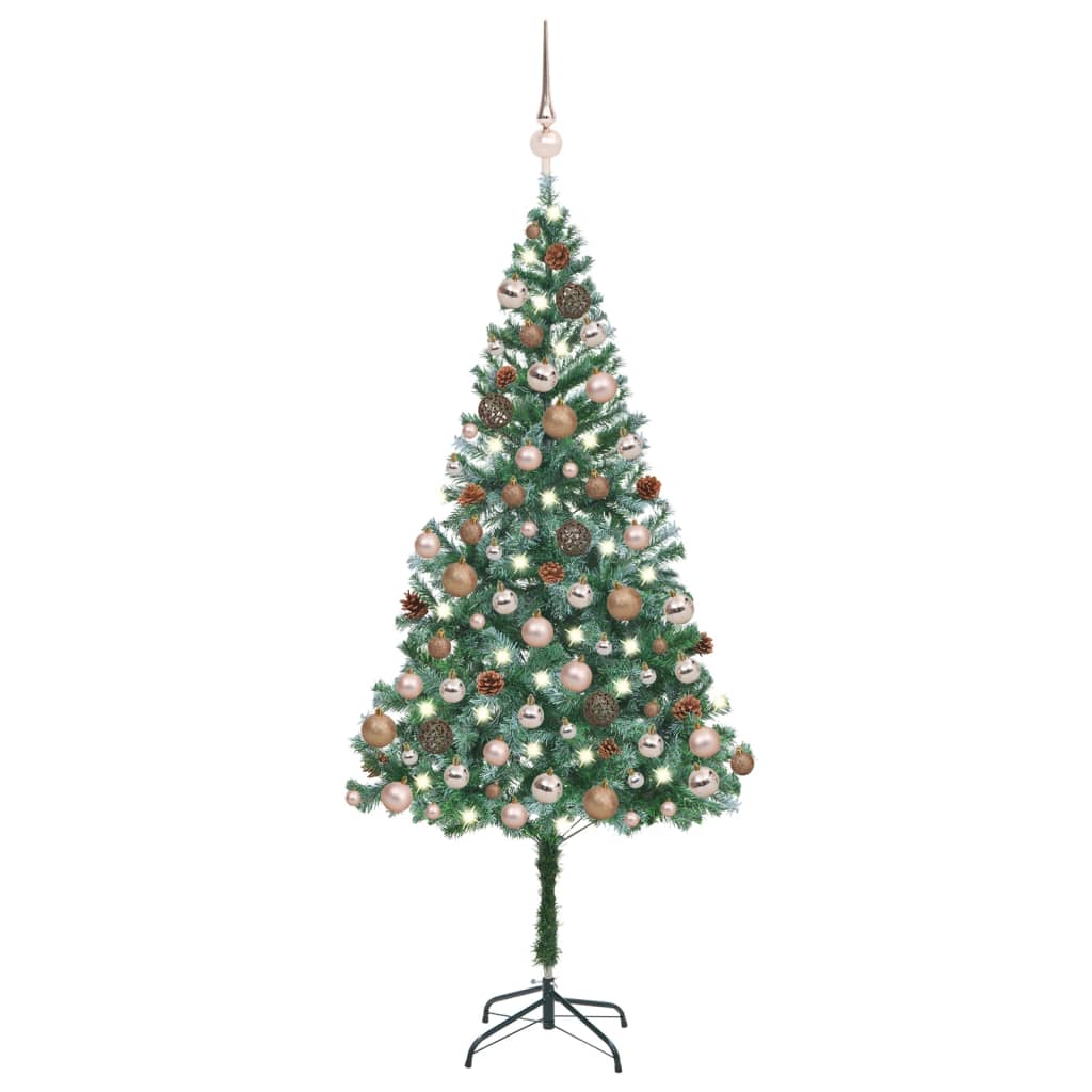 vidaXL Árbol de Navidad artificial con LEDs, bolas y piñas 180 cm