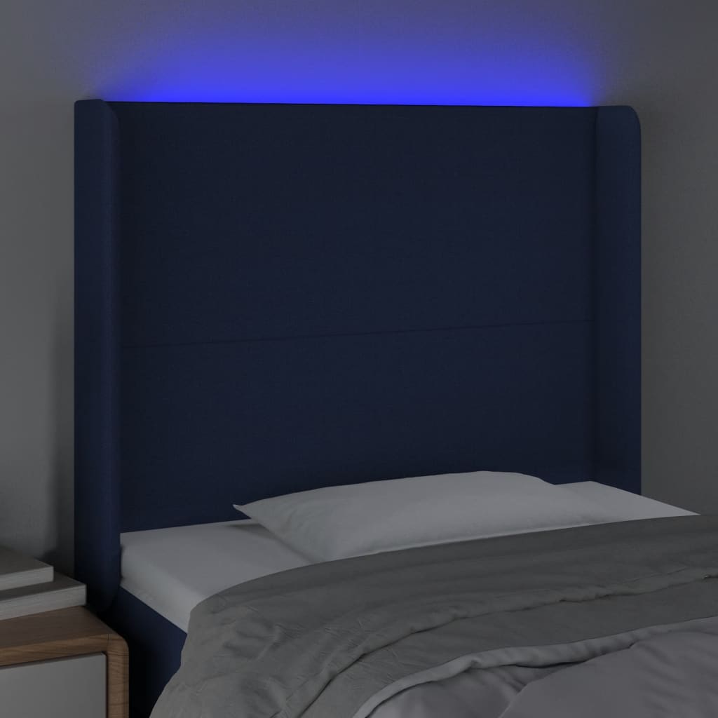 vidaXL Cabecero con LED de tela azul 93x16x118/128 cm