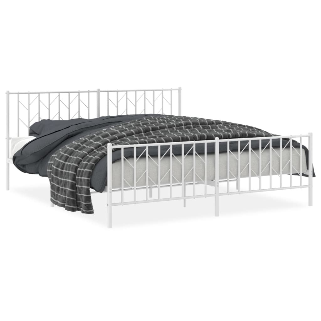 vidaXL Estructura cama sin colchón con estribo metal blanco 183x213 cm