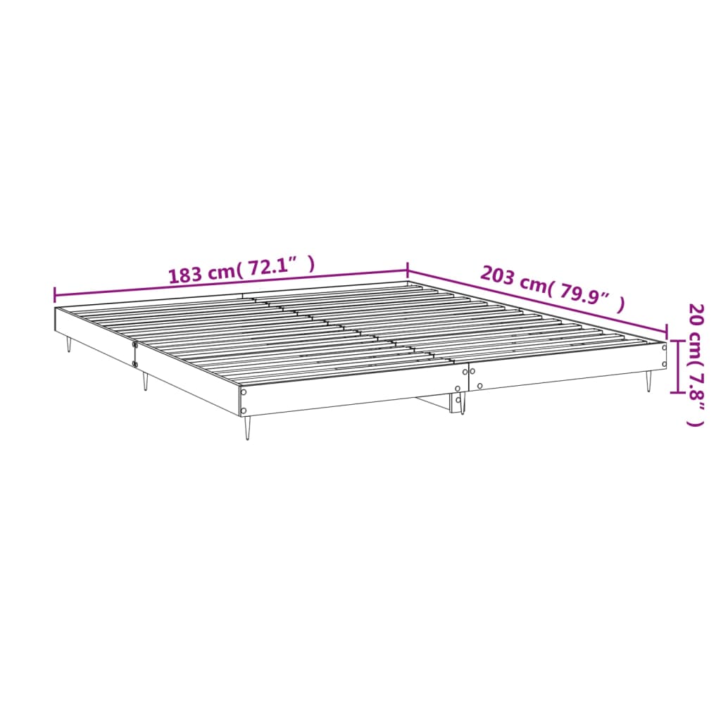 vidaXL Estructura de cama madera de ingeniería marrón roble 180x200 cm