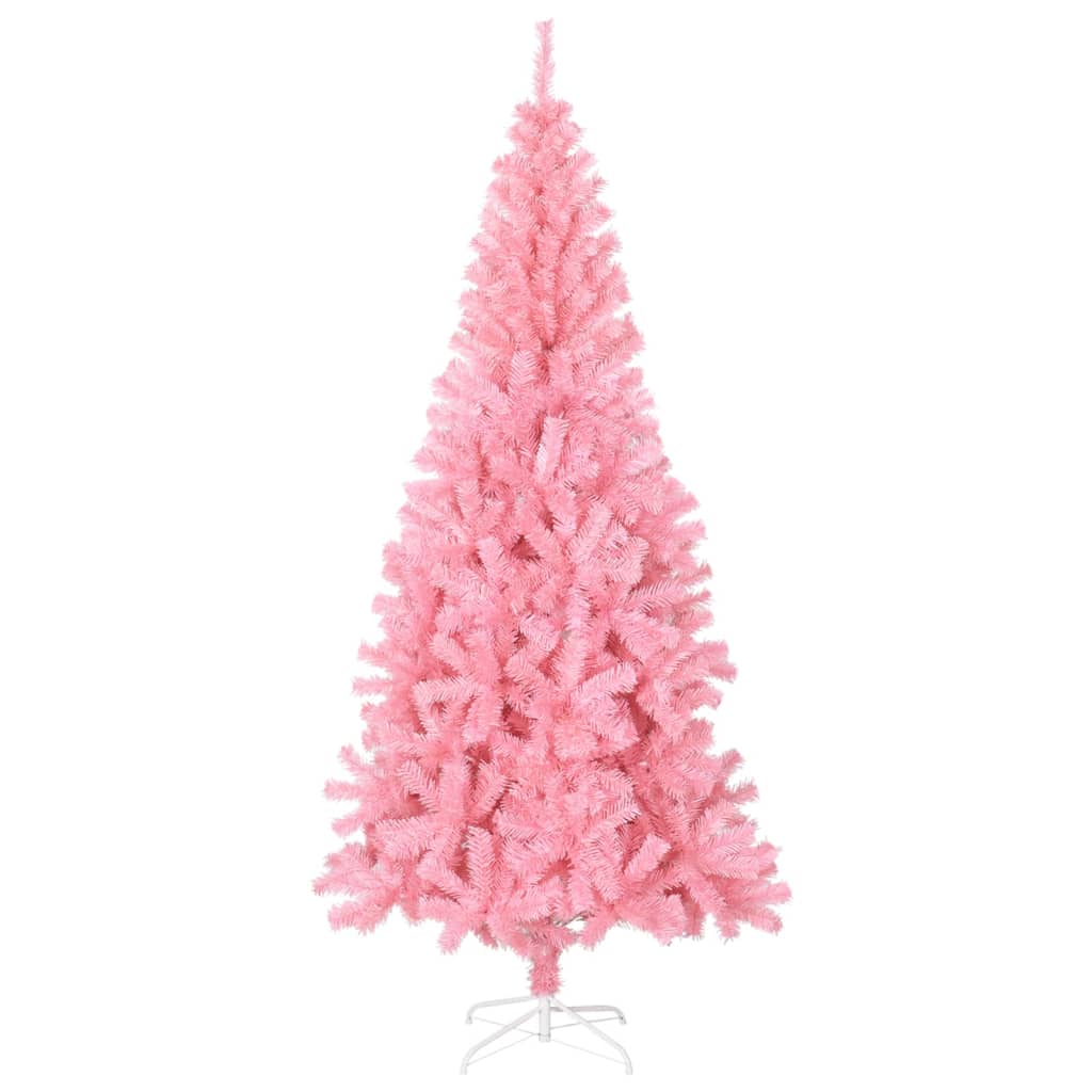 vidaXL Árbol de Navidad artificial con soporte PVC rosa 210 cm