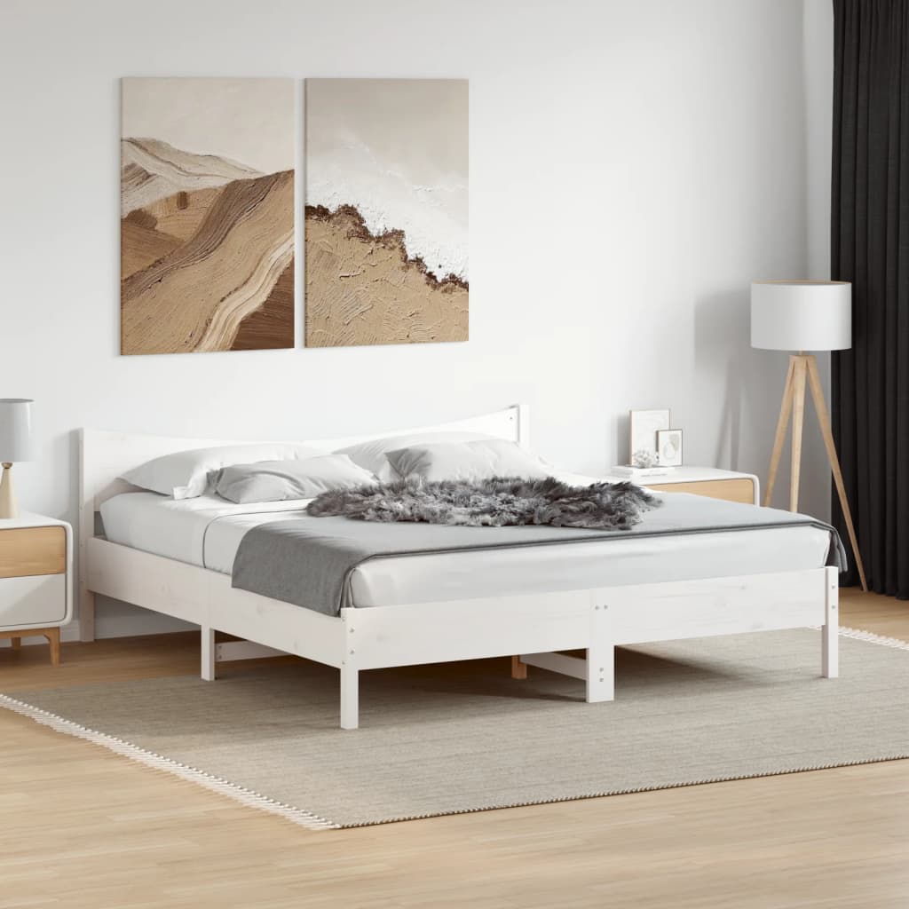 vidaXL Estructura de cama con cabecero madera de pino blanco 200x200cm