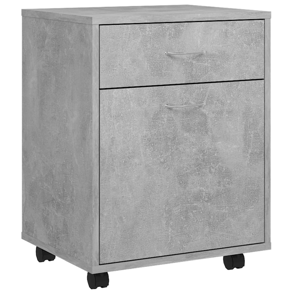 vidaXL Armario ruedas madera contrachapada gris hormigón 45x38x54 cm