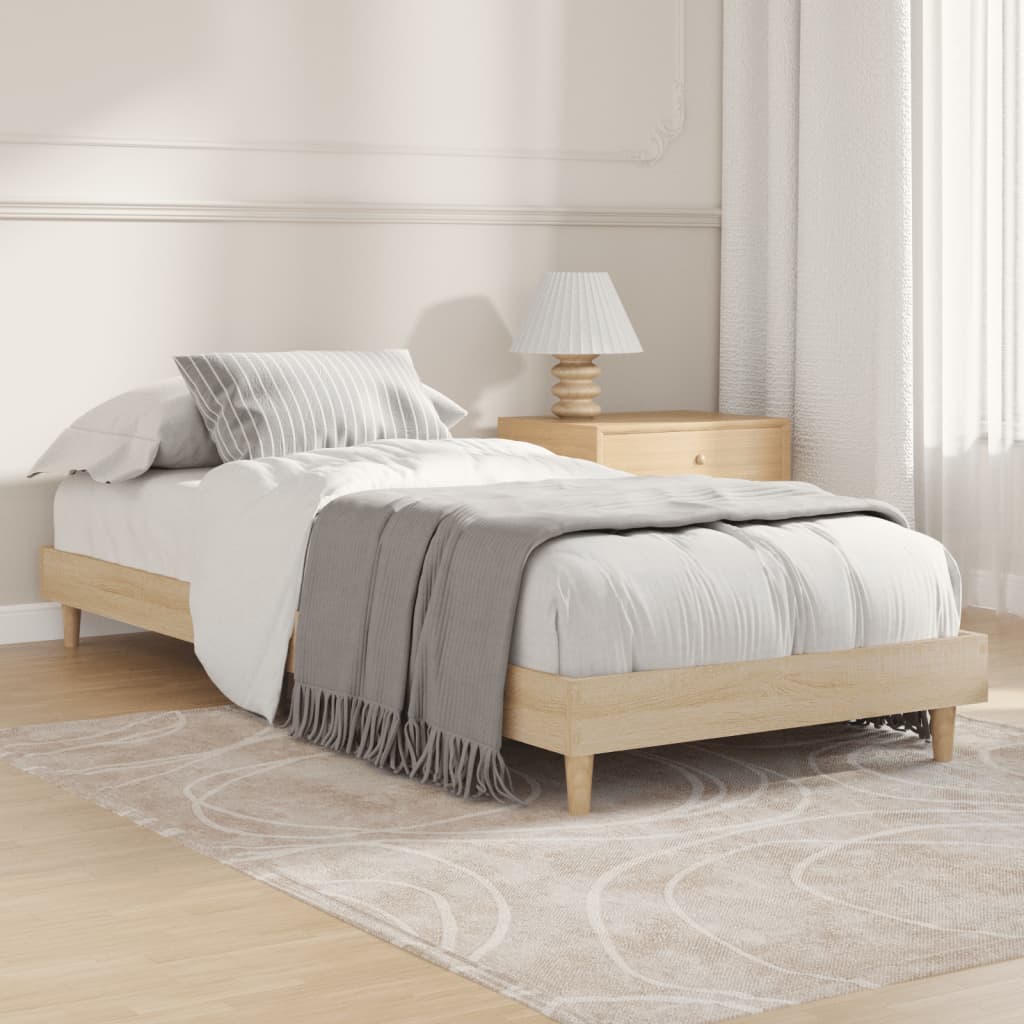 vidaXL Estructura de cama sin colchón madera roble Sonoma 75x190 cm