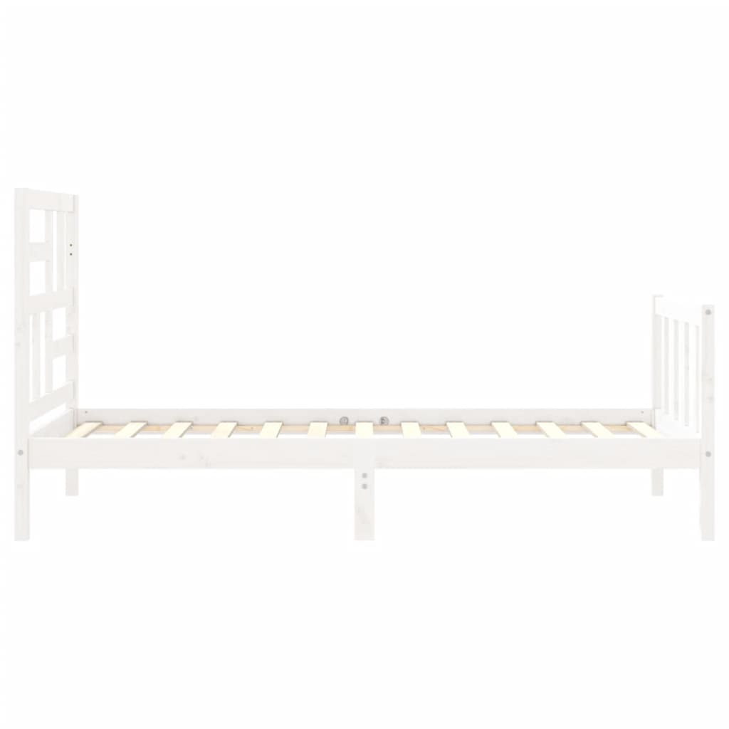 vidaXL Estructura de cama con cabecero madera maciza blanco