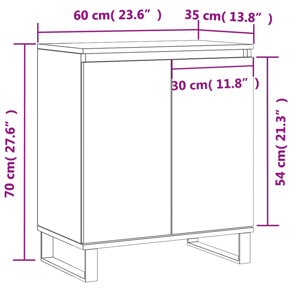 vidaXL Aparador madera contrachapada marrón roble 60x35x70 cm