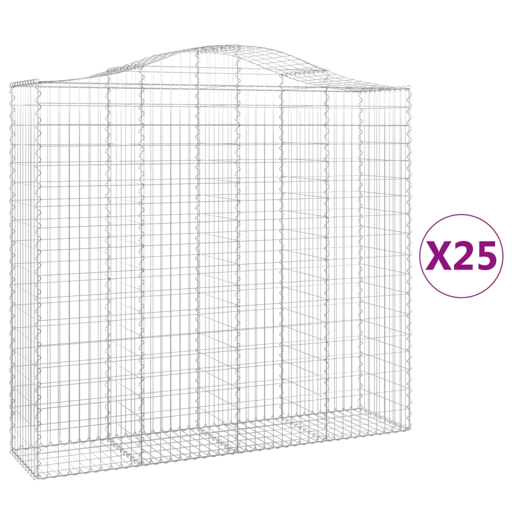 vidaXL Cestas gaviones 25 uds forma de arco hierro 200x50x180/200 cm