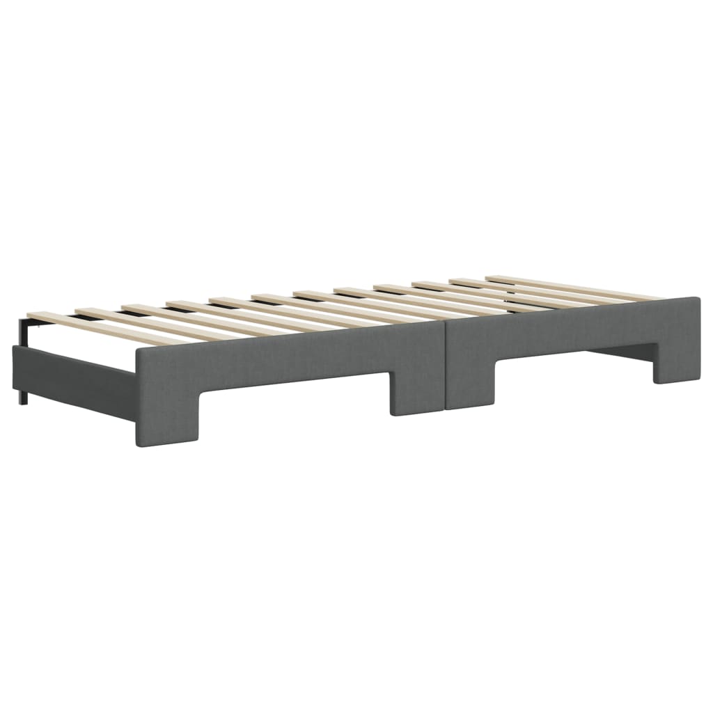 vidaXL Sofá cama nido con cajones tela gris oscuro 90x200 cm