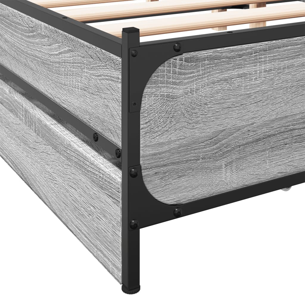 vidaXL Cama con cajones madera ingeniería gris Sonoma 160x200 cm