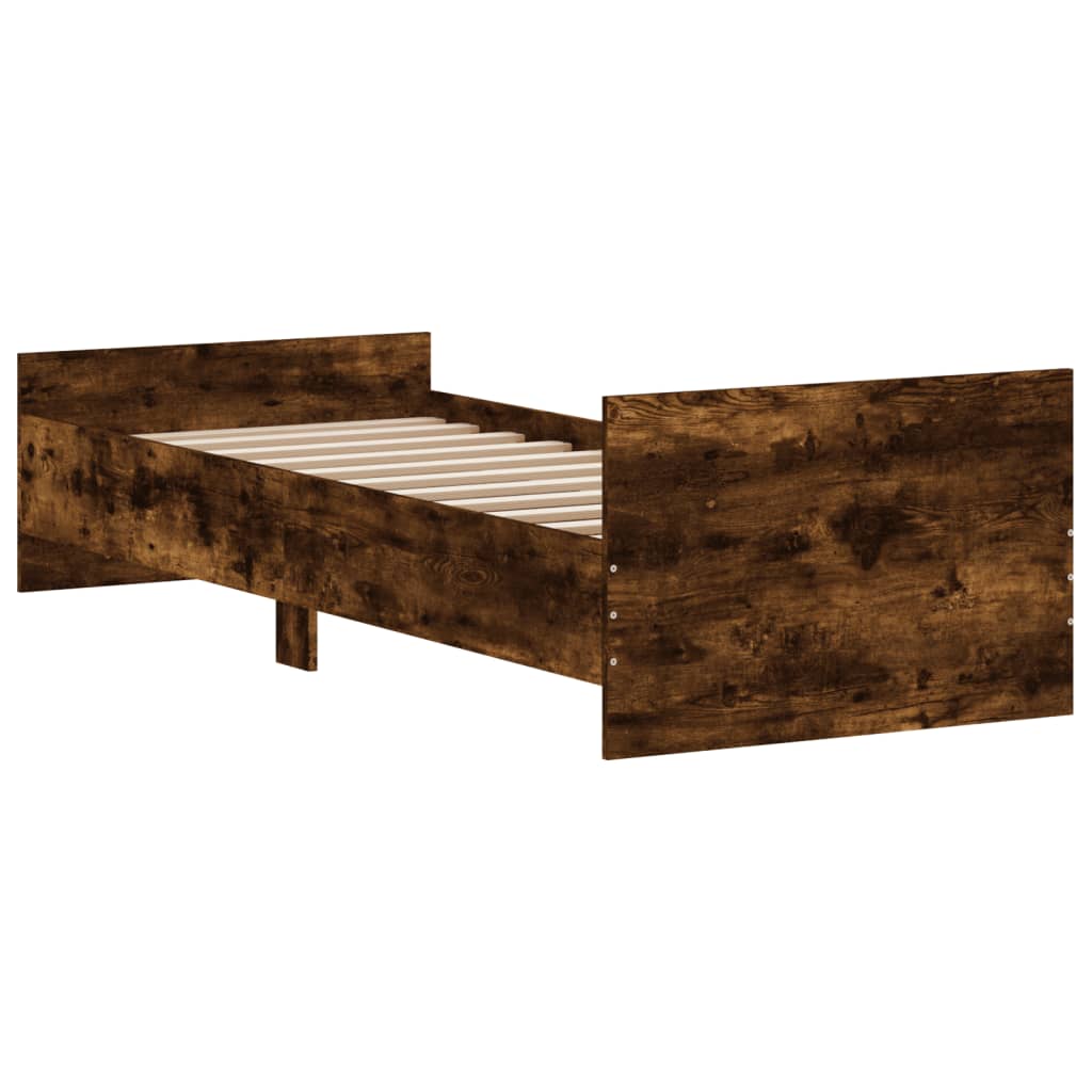 vidaXL Estructura cama sin colchón madera roble ahumado 75x190 cm