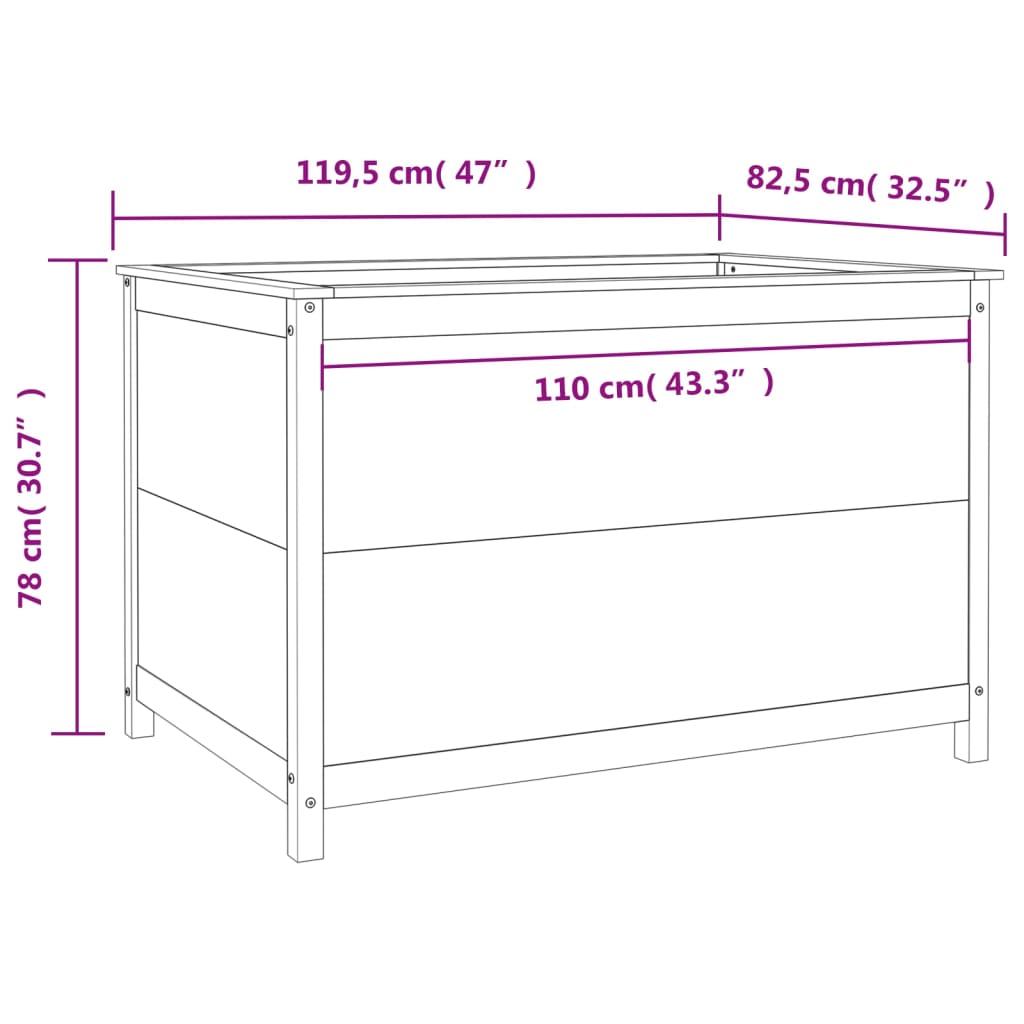 vidaXL Arriate elevado de jardín madera de pino gris 119,5x82,5x78 cm