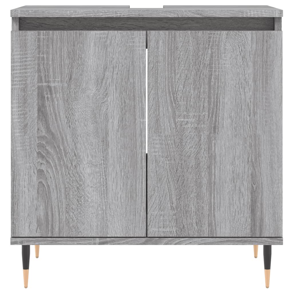 vidaXL Set de muebles de baño 3 pzas madera contrachapada gris sonoma