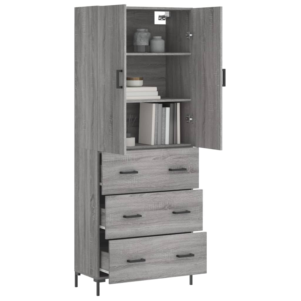 vidaXL Aparador alto madera contrachapada gris sonoma 69,5x34x180 cm