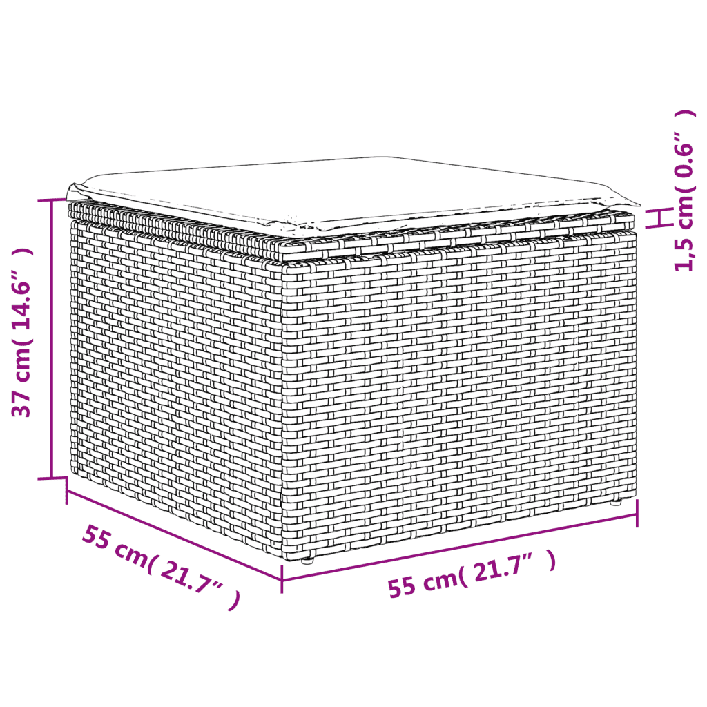 vidaXL Set de comedor de jardín 7 pzas y cojines ratán sintético negro